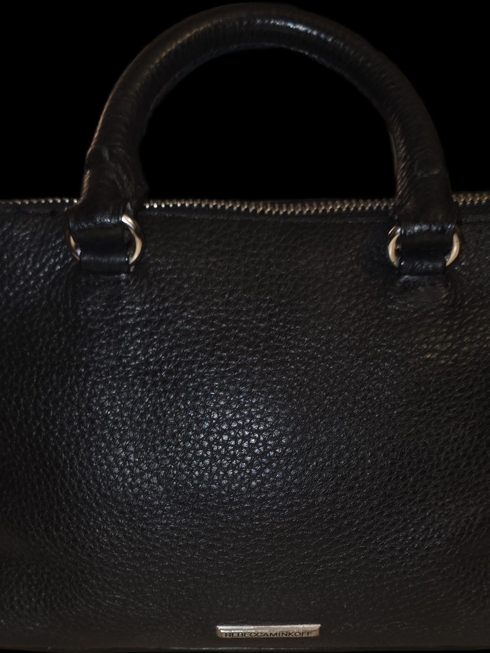 Rebecca Minkoff Black & Silver Leather Micro Moto Satchel & Crossbody Bag Purse - Picture 10 of 15